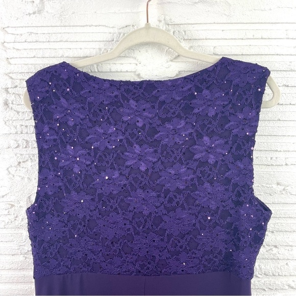 cb established 1962 Violet Sleeveless Sheath Cocktail Dress Sequin Lace Size 16 - Picture 7 of 14